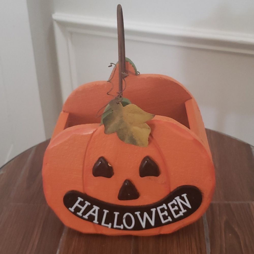 Halloween Decor Wooden Pumpkin Crate